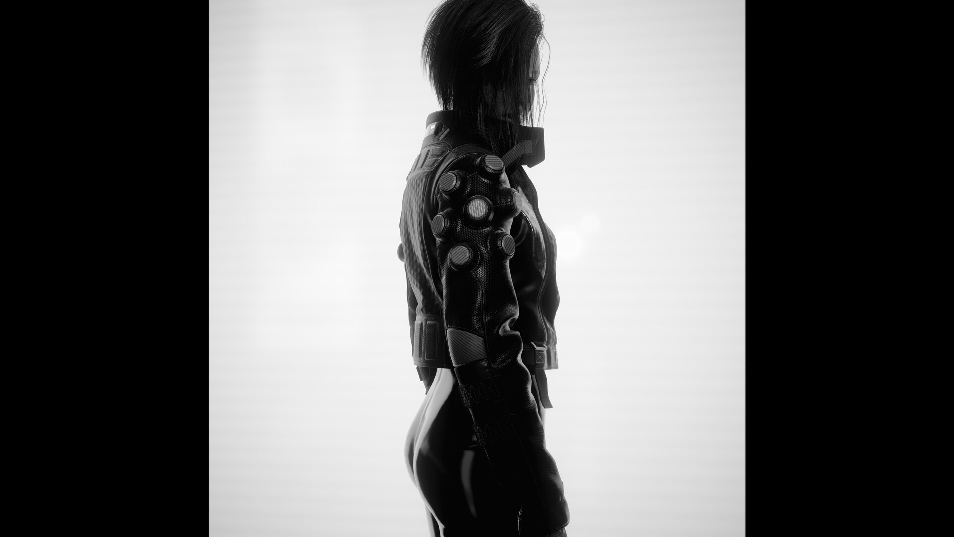 Virtual photography — a silhouette under neon signage in Cyberpunk 2077